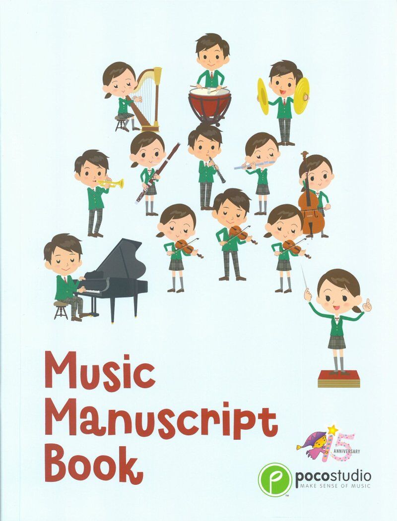 Poco Music Manuscript Book for Orchestra, 8 Staves per Page, 32 Pages
