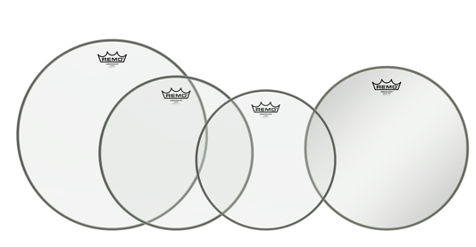 Remo Pro Pack Ambassador Clear Rock Drum Heads 12", 13", 16" + 14" Snare Side Head