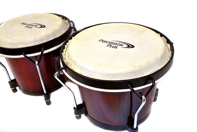 Percussion Plus 6" & 6-3/4" Wooden Bongos Gloss Red Lacquer Finish — view 2