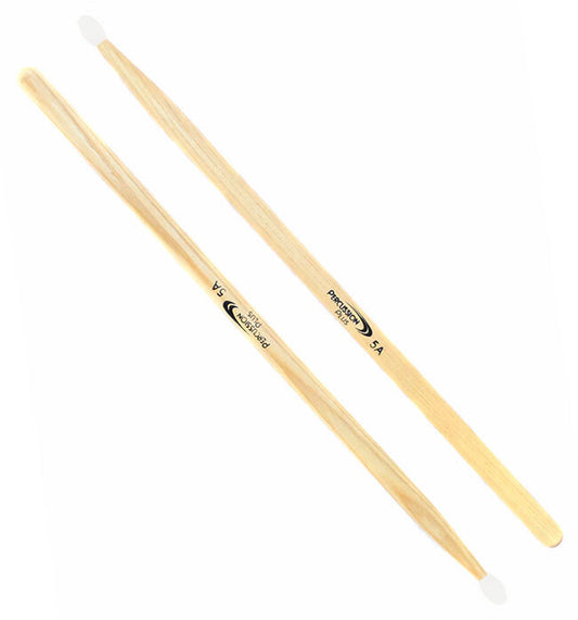 Percussion Plus 5A Hickory Wood Drum Sticks with Nylon Tip