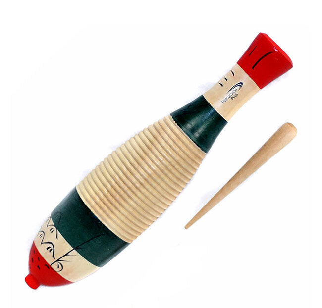 Percussion Plus Medium Wooden Fish Shape Guiro - 3-Tone Finish, 32cm Length, 7.1cm Diameter, Includes Wooden Striker