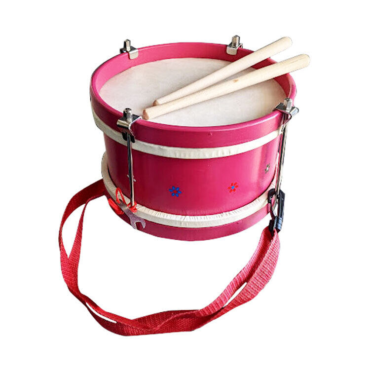 Percussion Plus Pink Pattern Kids Marching Drum with Strap and Drumsticks