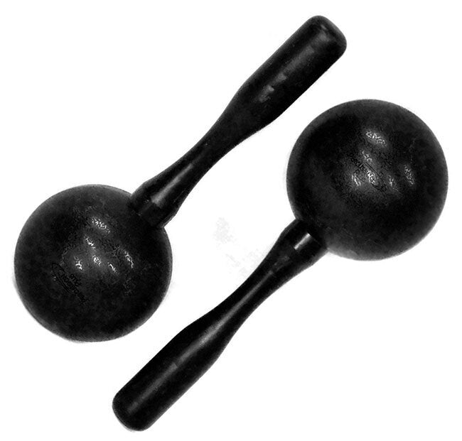 Percussion Plus Black Round Head Plastic Maracas - Pair, 21cm Length, 8cm Head Diameter