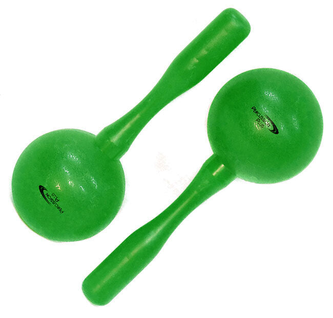 Percussion Plus Green Plastic Maracas - 21cm Length, 8cm Head Diameter, Sold as a Pair