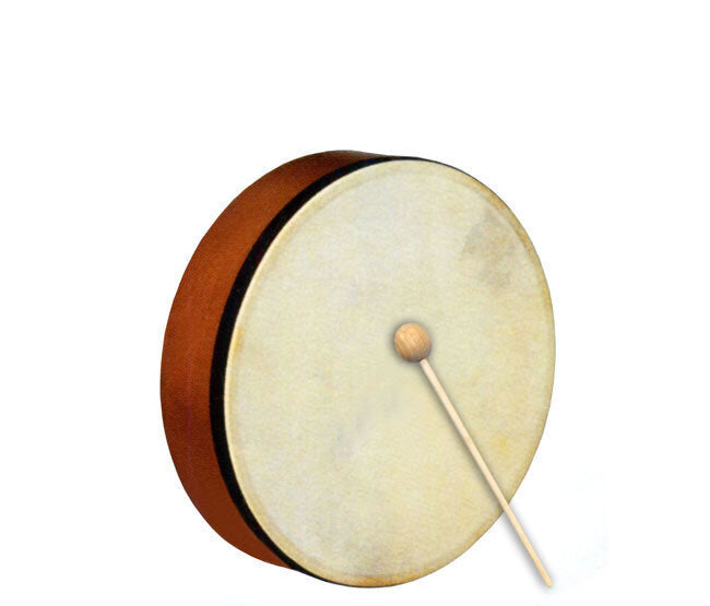 Percussion Plus 6" Handheld Frame Drum with Wooden Beater, Natural Wood Finish