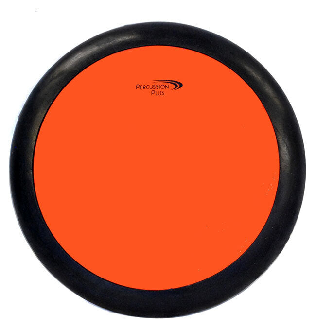 Percussion Plus 8" Orange Round Drum Practice Pad with Gel-Like Rebound and 8mm Mounting Thread