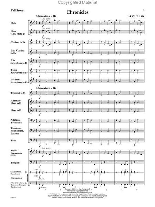 Chronicles Concert Band 0.5 Score Only
