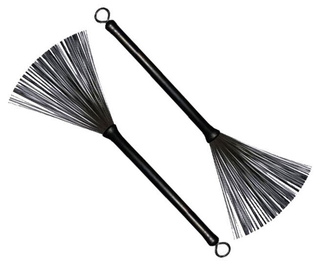 Percussion Plus Retractable Wire Drum Brushes with Rubber Handle - Pair