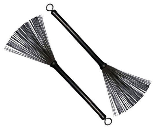 Percussion Plus Retractable Wire Drum Brushes with Rubber Handle - Pair