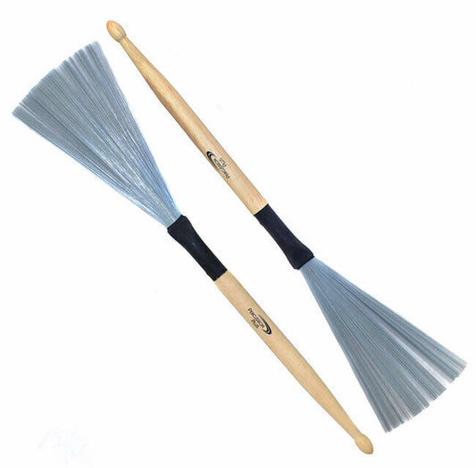 Percussion Plus Wire Drum Brushes with Wooden Handle and 5A Stick Ends - Dual Use for Drums and Cymbals