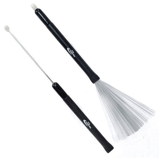 Percussion Plus Retractable Wire Drum Brushes with Nylon Tip Ends - Pair