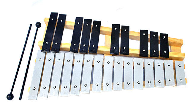 Percussion Plus 25-Note Glockenspiel with Black Wooden Case and Beaters — view 2