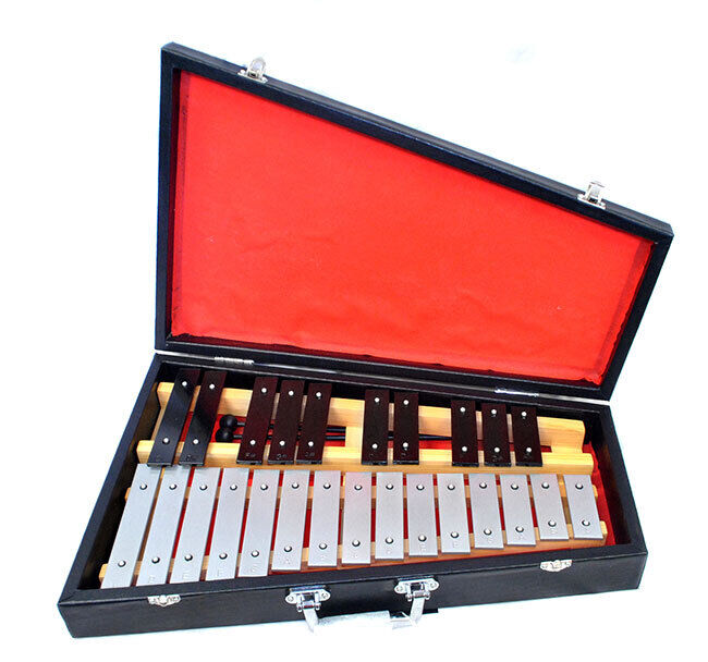 Percussion Plus 25-Note Glockenspiel with Black Wooden Case and Beaters