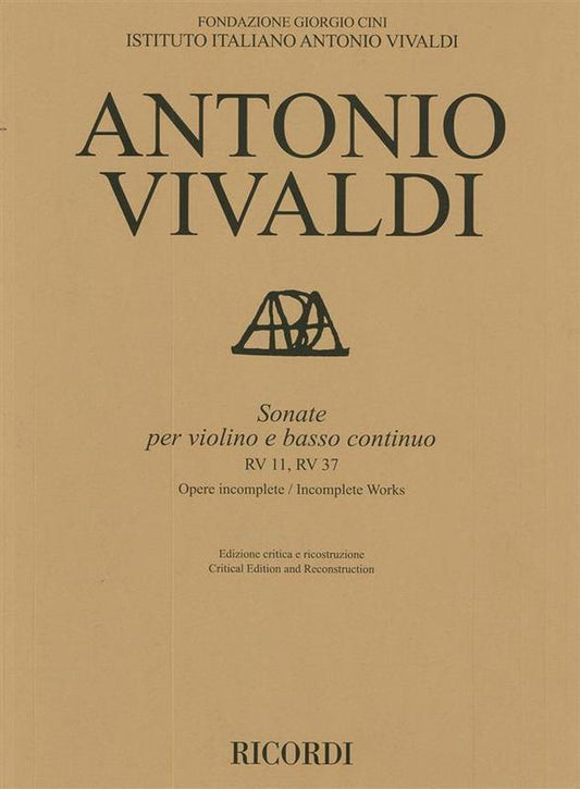Vivaldi - Sonatas Rv 11 Rv 37 Violin/ Basso Continuo (Softcover Book)