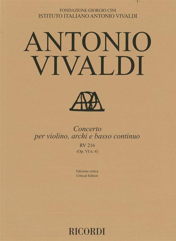 Vivaldi - Concerto Rv 216 Op Vi/4 Score Book