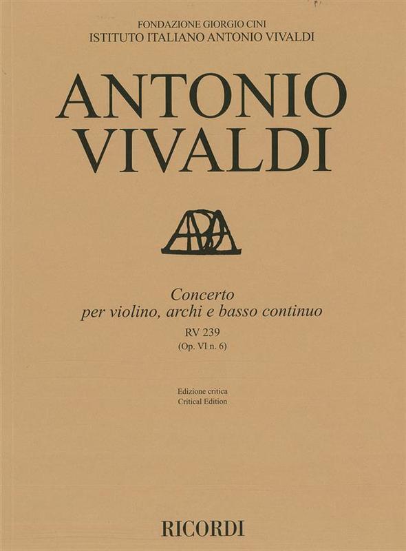 Vivaldi - Concerto Rv 239 Op Vi/6 Score Book