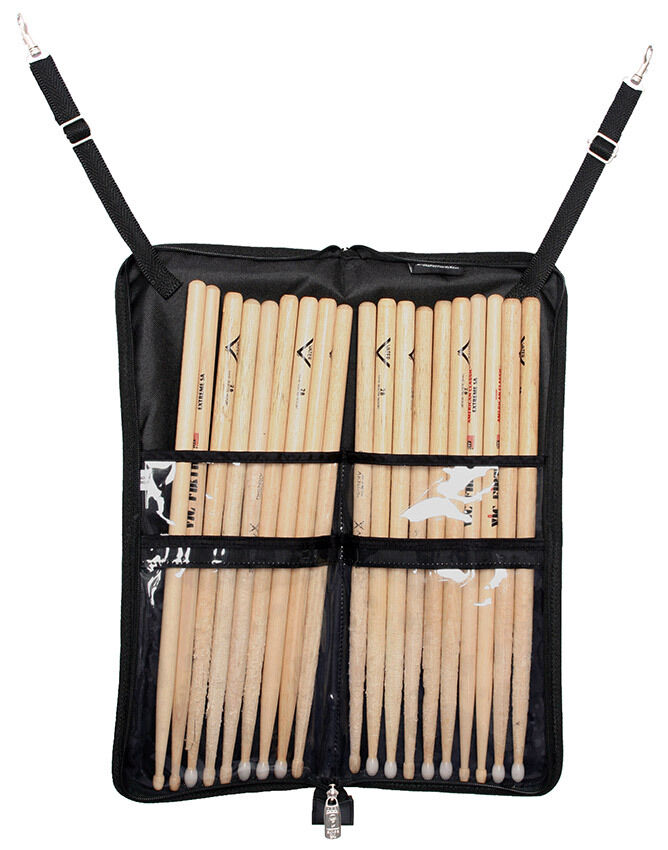 Protection Racket Standard Pocket Drumstick Bag - Holds 10 Pairs, Waterproof, Clear Window Compartments, Adjustable Strap, Durable Design — view 3