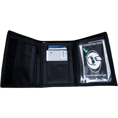 Protection Racket Black Wallet with Red & White Logo, Velcro Closure, 3 Card Compartments, Zipped Change Pocket, 14cm x 9cm x 3cm — view 3