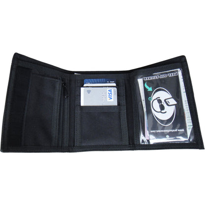 Protection Racket Black Wallet with Black & White Logo, Velcro Closure, 3 Card Compartments, Zipped Change Pocket, 14cm x 9cm x 3cm — view 3
