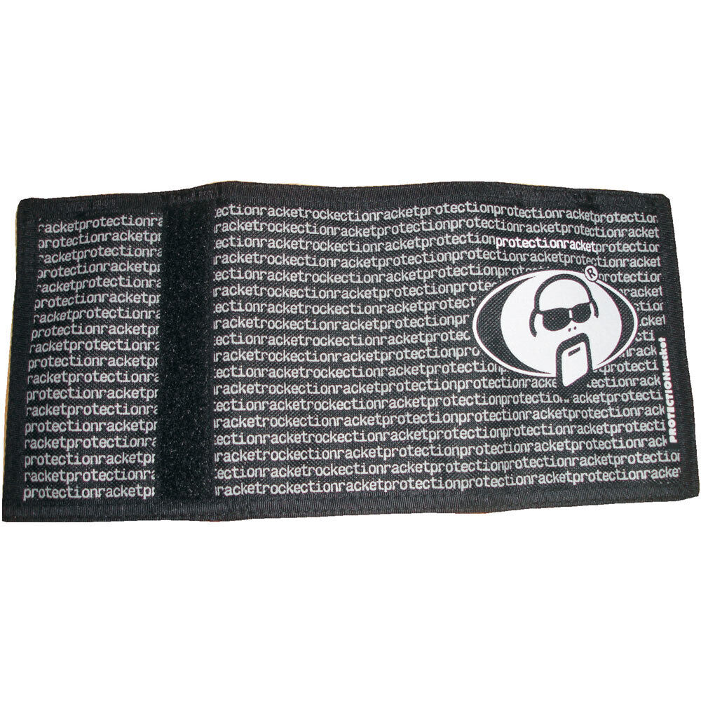 Protection Racket Black Wallet with Black & White Logo, Velcro Closure, 3 Card Compartments, Zipped Change Pocket, 14cm x 9cm x 3cm — view 2
