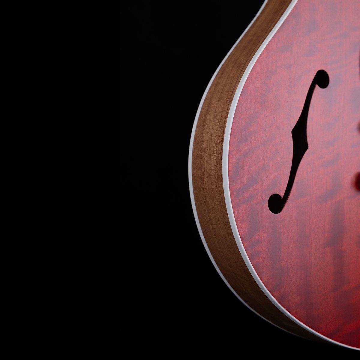 Pratley Electric Semi-Hollow Cherry Red Single Cut Guitar with HH Set — view 3