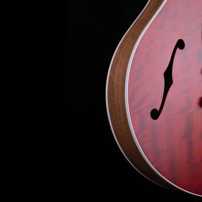 Pratley Electric Semi-Hollow Cherry Red Single Cut Guitar with HH Set — view 3