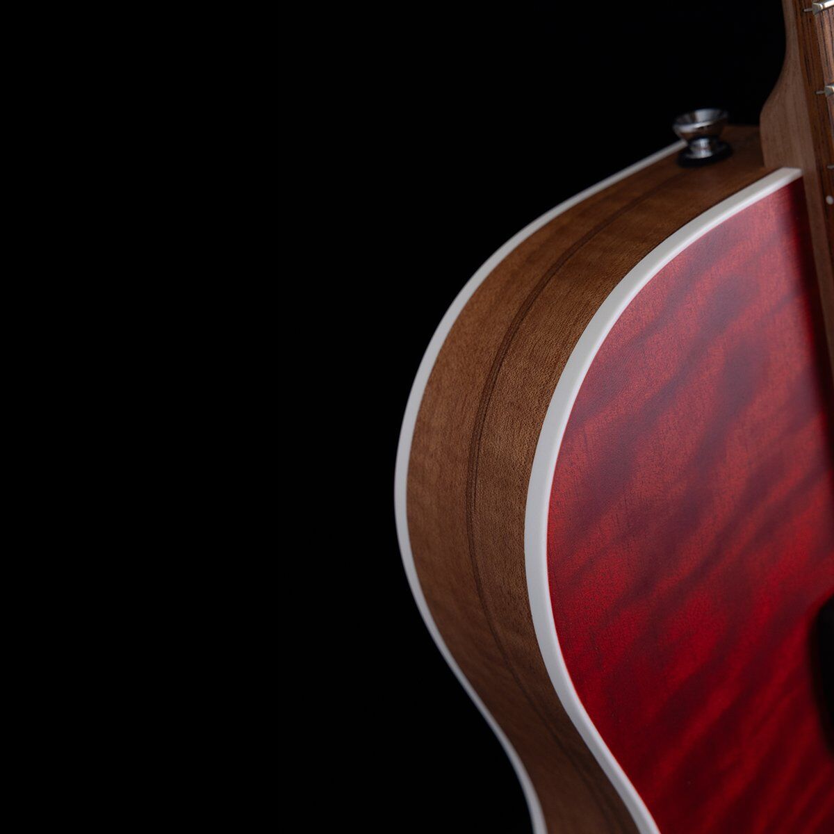 Pratley Electric Semi-Hollow Cherry Red Single Cut Guitar with HH Set — view 7