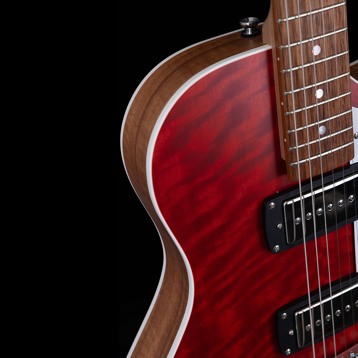 Pratley Electric Semi-Hollow Cherry Red Single Cut SD with Phat Cat P90 Set — view 5