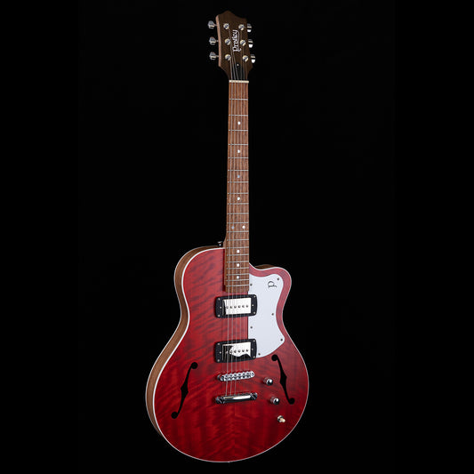 Pratley Electric Semi-Hollow Cherry Red Single Cut SD with Phat Cat P90 Set