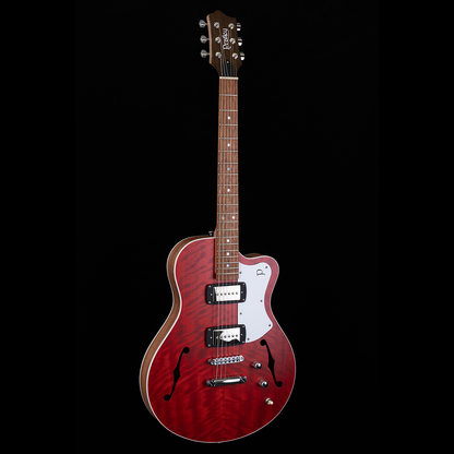 Pratley Electric Semi-Hollow Cherry Red Single Cut SD Phat Cat P90 Guitar PRSH90-TCR