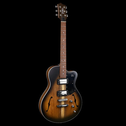 Pratley Electric Semi-Hollow Blackwood Vintage Burst Single Cut SD Phat Cat P90 Set PRSH90-VBBW