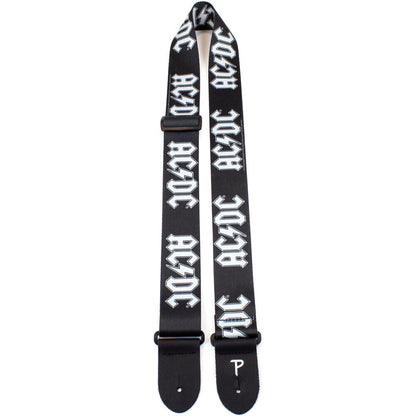 Perris 2" Polyester AC/DC Licensed Guitar Strap - White Logo on Black, Adjustable 39" to 58"