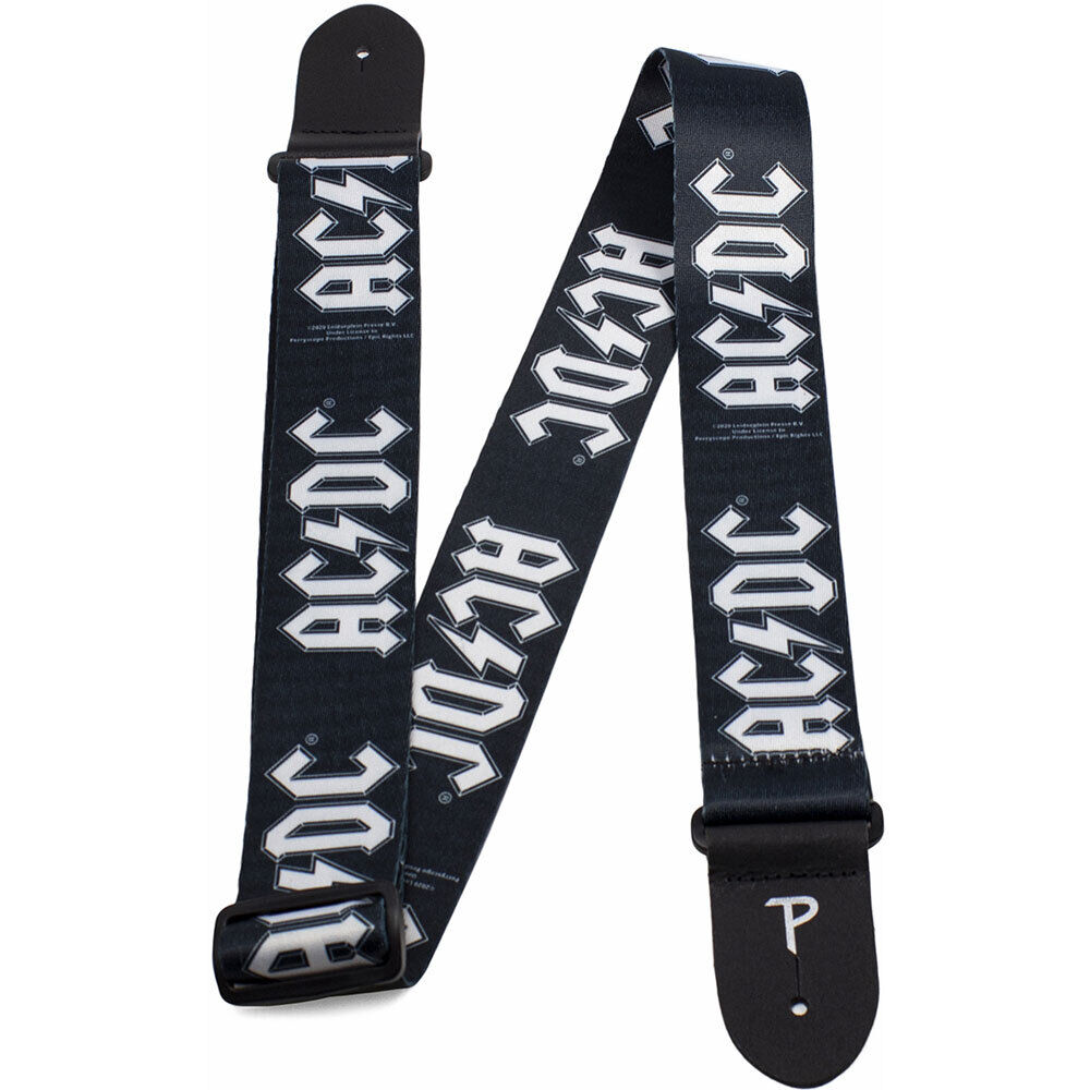 Perris 2" Polyester AC/DC Licensed Guitar Strap - White Logo on Black, Adjustable 39" to 58" — view 2
