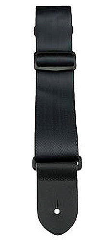 Perris 2" Black Seatbelt Guitar Strap with Leather Ends, Adjustable 39" to 58"