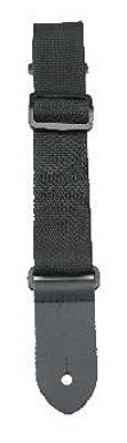 Perris 1.5" Black Nylon Ukulele Strap with Leather Ends, Adjustable 23" to 38"