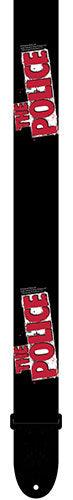 Perris 2" The Police Licensed Guitar Strap, Adjustable 39" to 58", Black with Red Logo Design