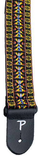 Perris 2" Poly Pro Mexicana Pattern Guitar Strap with Black Leather Ends, Adjustable 39" to 58"