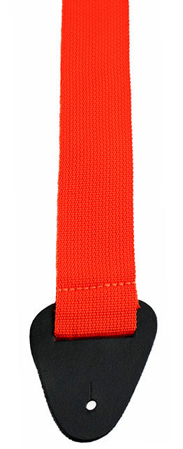 Perris 2" Orange Poly Pro Guitar Strap with Black Leather Ends, Adjustable 39" to 58"