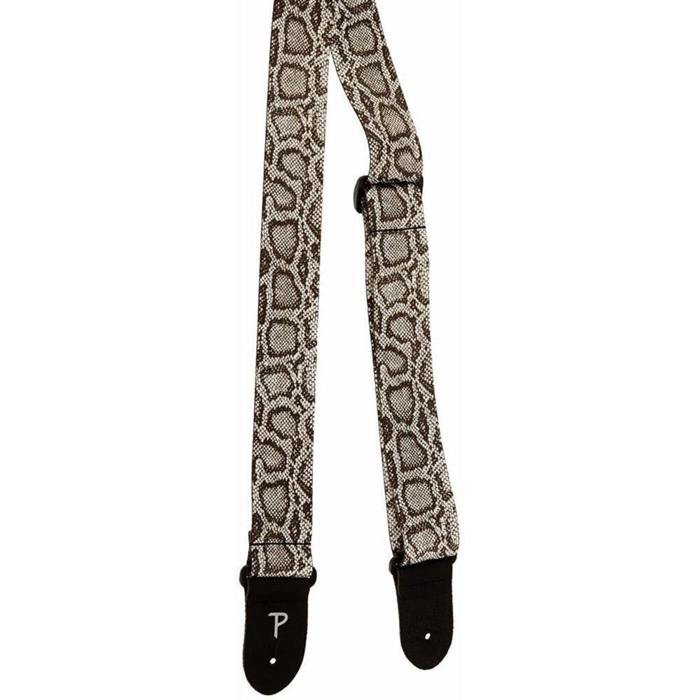 Perris 2" Snakeskin Printed Polyester Guitar Strap with Leather Ends, Adjustable 39"-58"