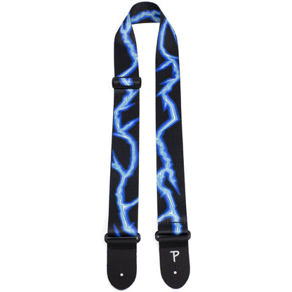 Perris 2" Blue Lightning Guitar Strap with Leather Ends, Adjustable 39" to 58" — view 2