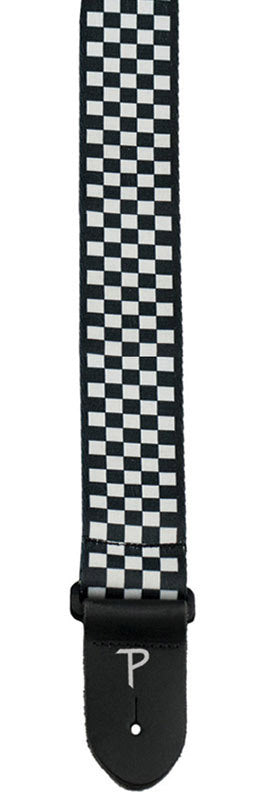Perris 2" Polyester White/Black Checkered Guitar Strap with Adjustable Length 39"-58"
