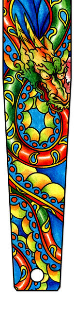 Perris 2.5" Leather Tattoo Johnny "Colourful Dragon" Licensed Guitar Strap