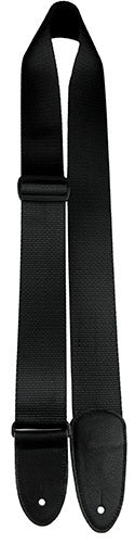 Perris 2" Black Heavy Nylon Guitar Strap with Deluxe Italian Leather Ends, Adjustable 39" to 58"