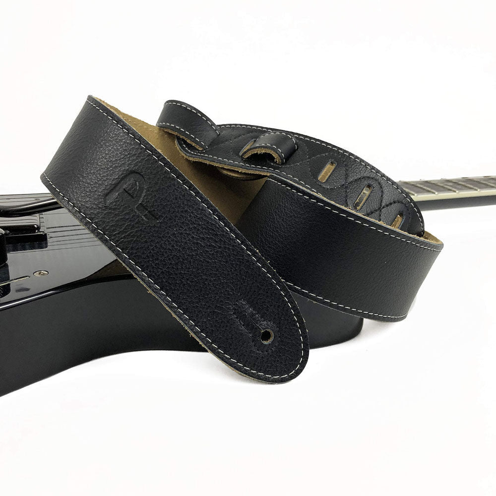 Perris 2" Black Deluxe Soft Italian Leather Guitar Strap with Suede Backing, Adjustable 41"-56" — view 5