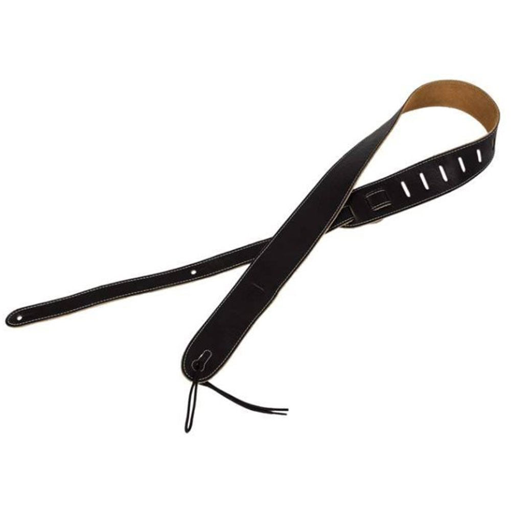 Perris 2" Black Deluxe Soft Italian Leather Guitar Strap with Suede Backing, Adjustable 41"-56" — view 3