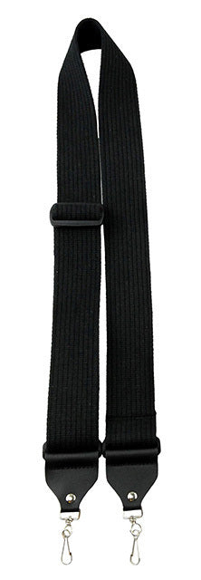 Perris 2" Deluxe Ribbed Black Cotton Banjo Strap with Metal Hooks, Adjustable 39" to 58" Length