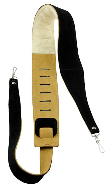 Perris 2.5" Black Suede Banjo Strap with Metal Hooks, Adjustable 44.5" to 53" Length