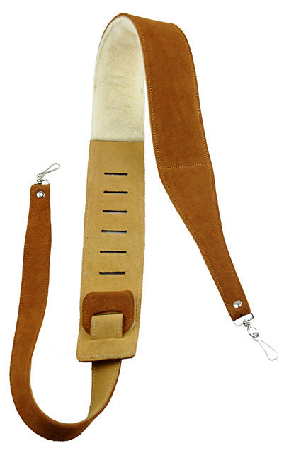 Perris 2.5" Natural Suede Banjo Strap with Metal Hooks, Adjustable 44.5" to 53" Length