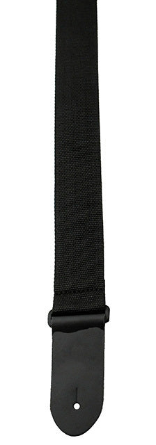 Perris 2" Black Poly Pro Guitar Strap with Black Leather Ends, Adjustable 39" to 58"