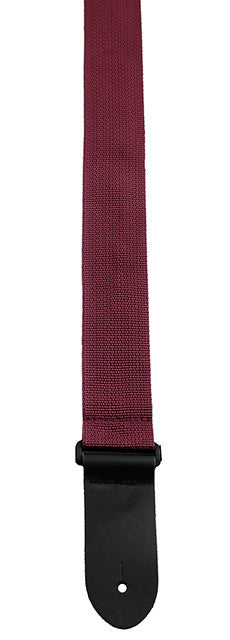 Perris 2" Plum Poly Pro Guitar Strap with Black Leather Ends, Adjustable 39" to 58"